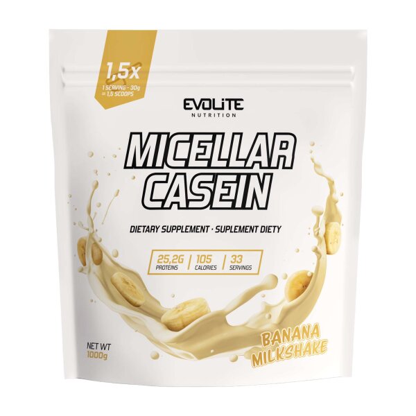 Evolite Nutrition Casein 1kg Banana Milkshake
