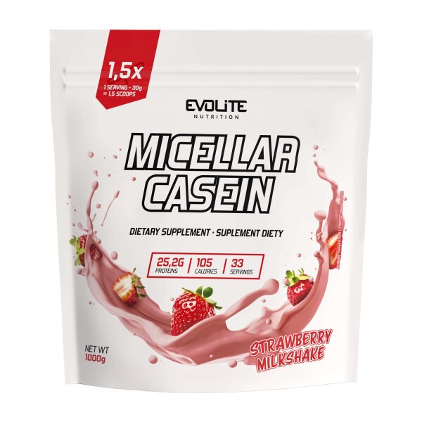 Evolite Nutrition Casein 1kg Strawberry Milkshake